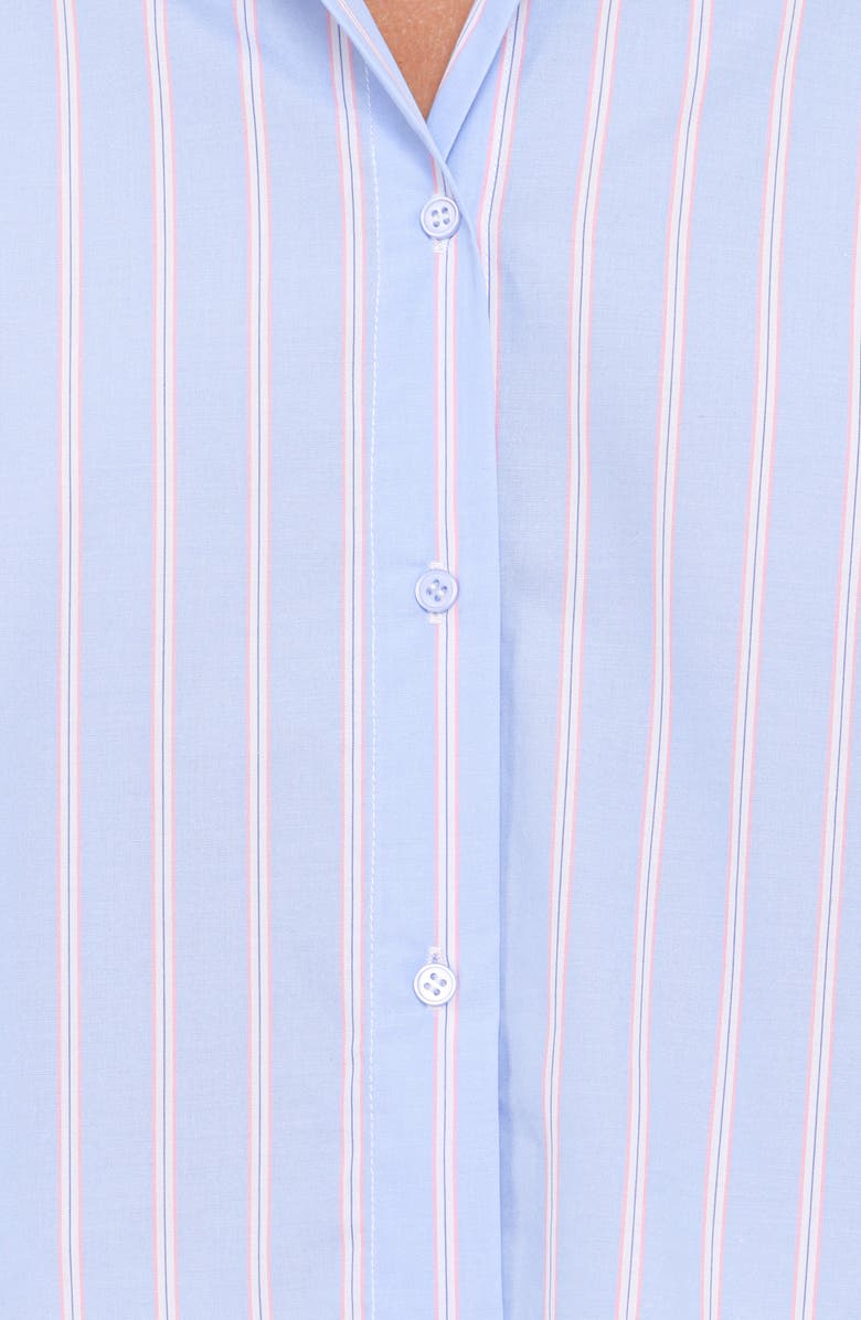 Petal & Pup Zella Stripe Puff Sleeve Cotton Button-Up Shirt, Alternate, color, Blue White Stripe