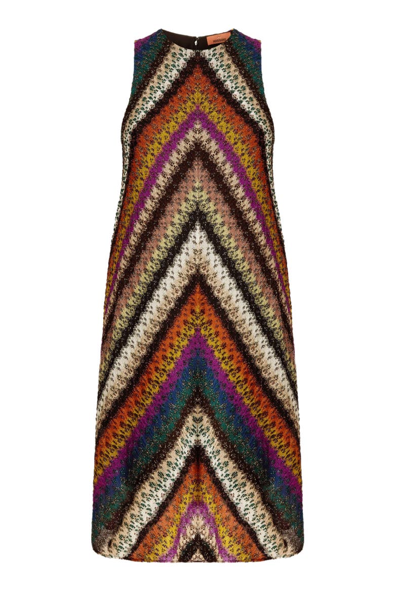 Crew Neck Mini Dress In Perforated Tulle Lace, Alternate, color, Multicoloured
