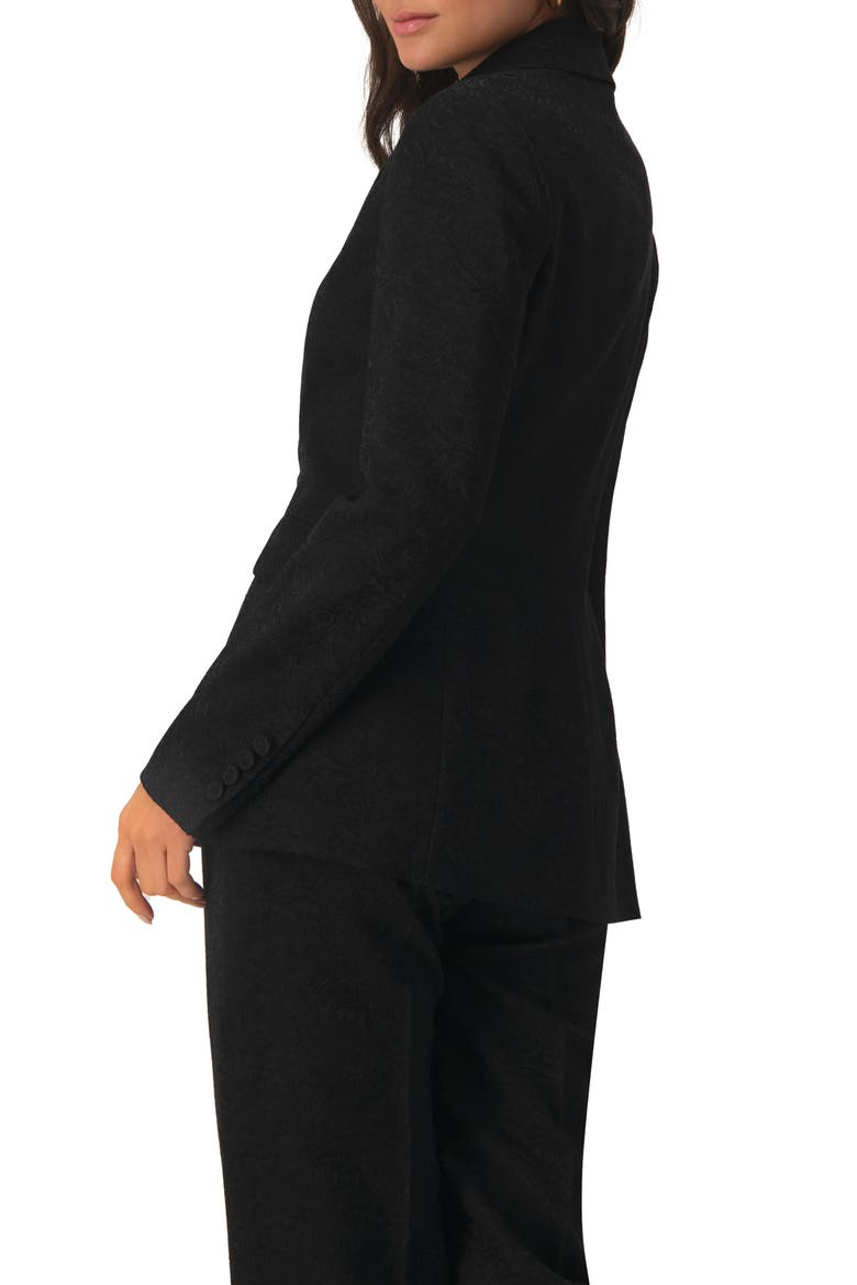 Blazer with Pockets and Floral Accessory, Alternate, color, Black