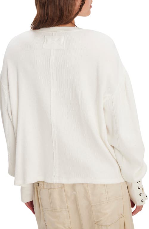Free People Lapis Lace-up Cuff Cotton Thermal Top In White