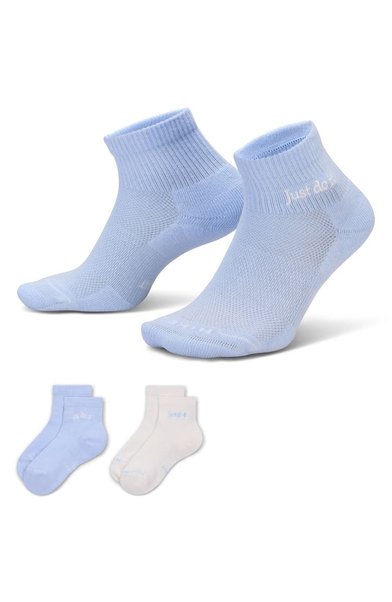 Nike 2-Pack Everyday Elevated Assorted Ankle Socks, Alternate, color, Hydrogen Blue / Sail