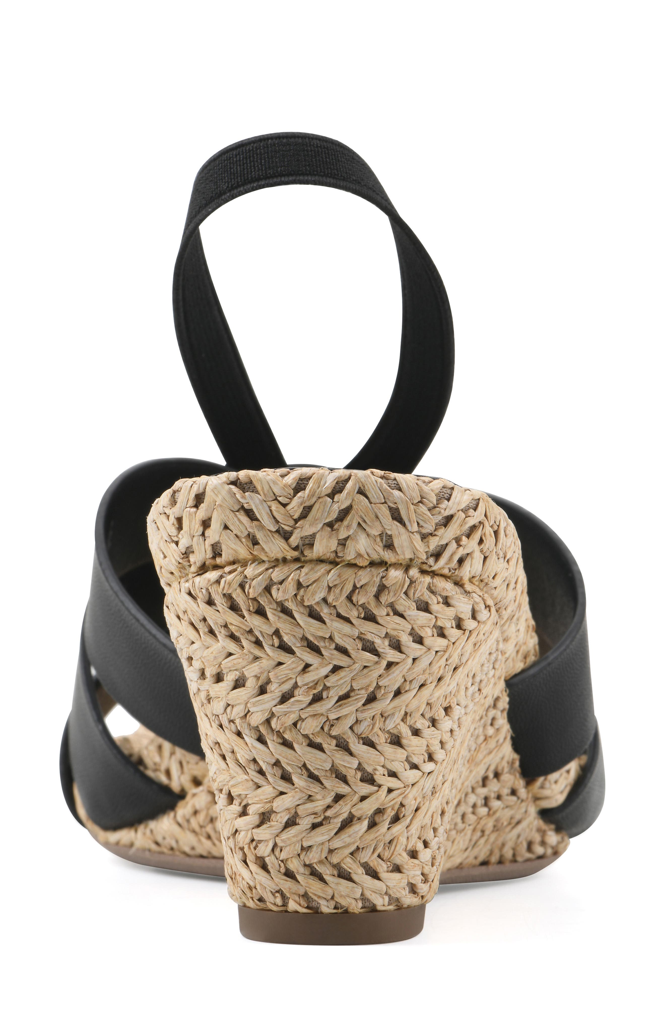 White Mountain Footwear Atavi Wedge Espadrille Sandal, Alternate, color, Black/ Smooth