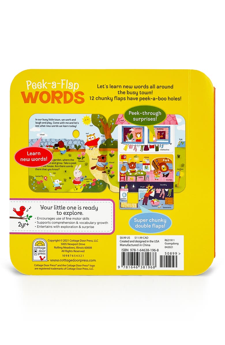 COTTAGE DOOR PRESS Peek-a-Flap Words Lift-a-Flap Board Book, Alternate, color,