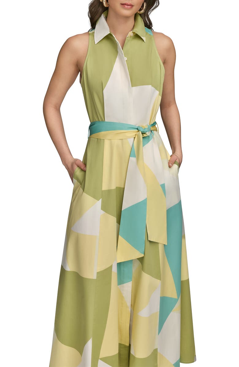 Donna Karan New York Abstract Print Sleeveless Stretch Cotton Maxi Shirtdress, Alternate, color,