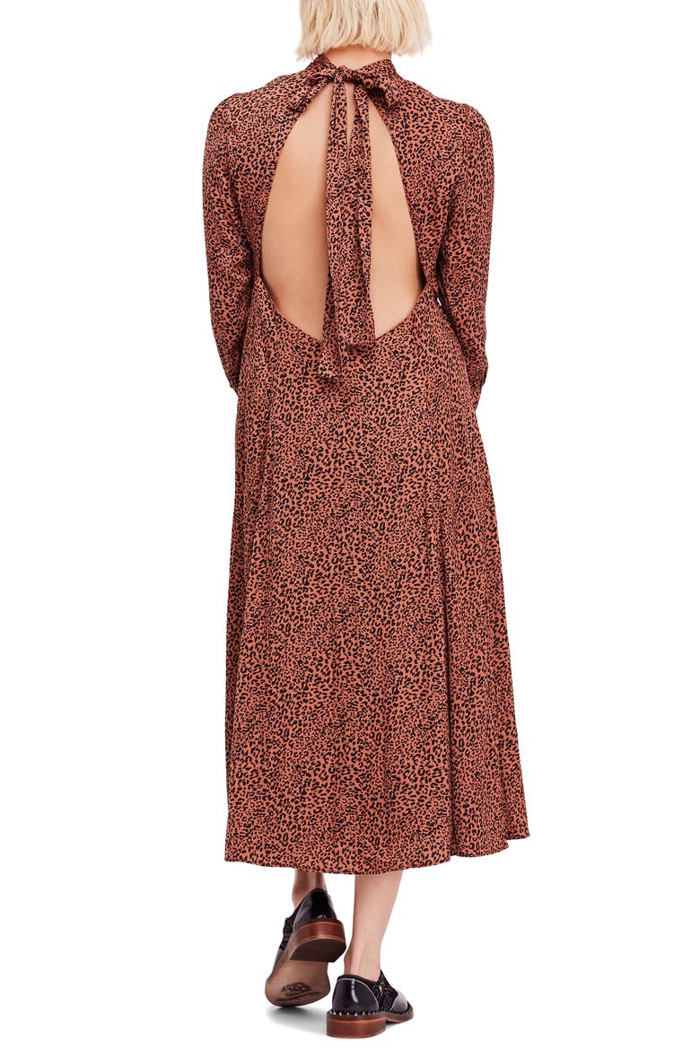 Loveless Print Midi Dress, Alternate, color, COCOA