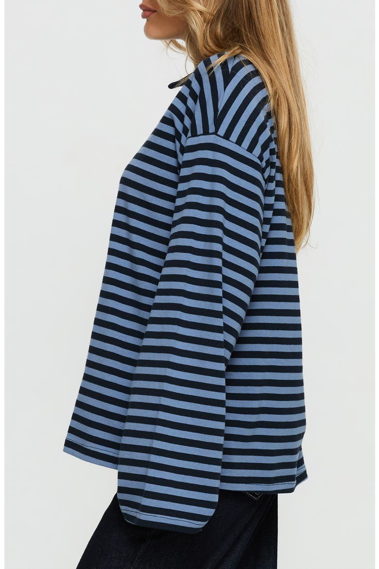 Settle Down Collared Striped Top, Alternate, color, NAVY STRIPE