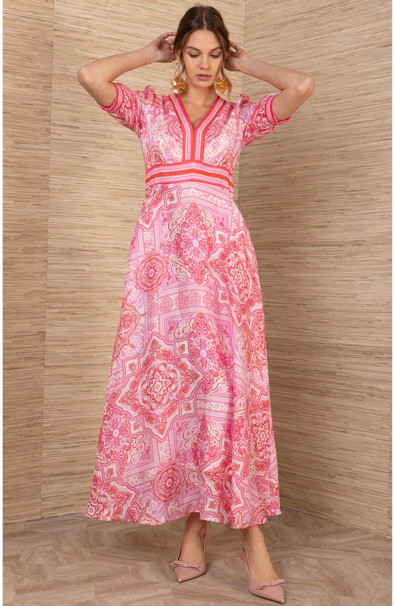 Hale Bob Ginevra Linen Maxi Dress, Alternate, color, Red