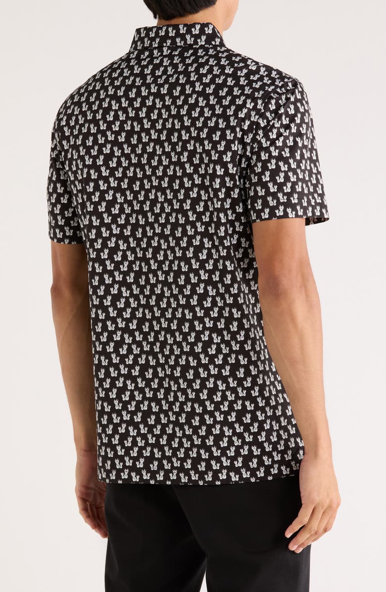 Bugatchi Victor Short Sleeve 8-Way Stretch OoohCotton<sup>®</sup> Knit Polo, Alternate, color, Black