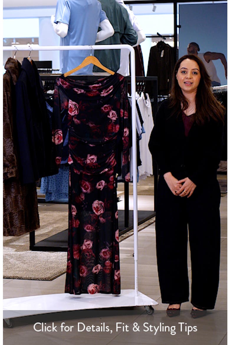 Mesh One-Shoulder Long Sleeve Maxi Dress video
