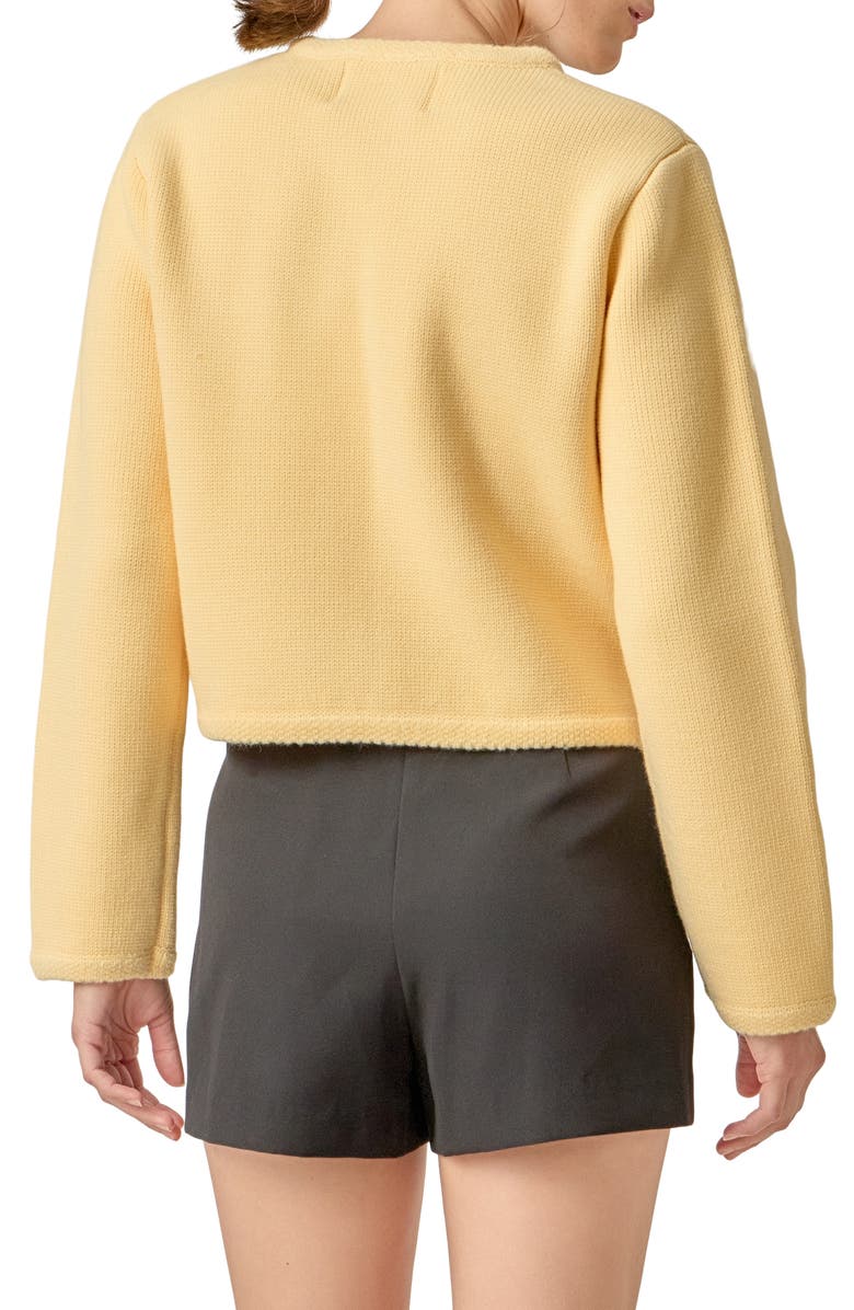 English Factory Round Hem Cardigan, Alternate, color, Butter Yellow