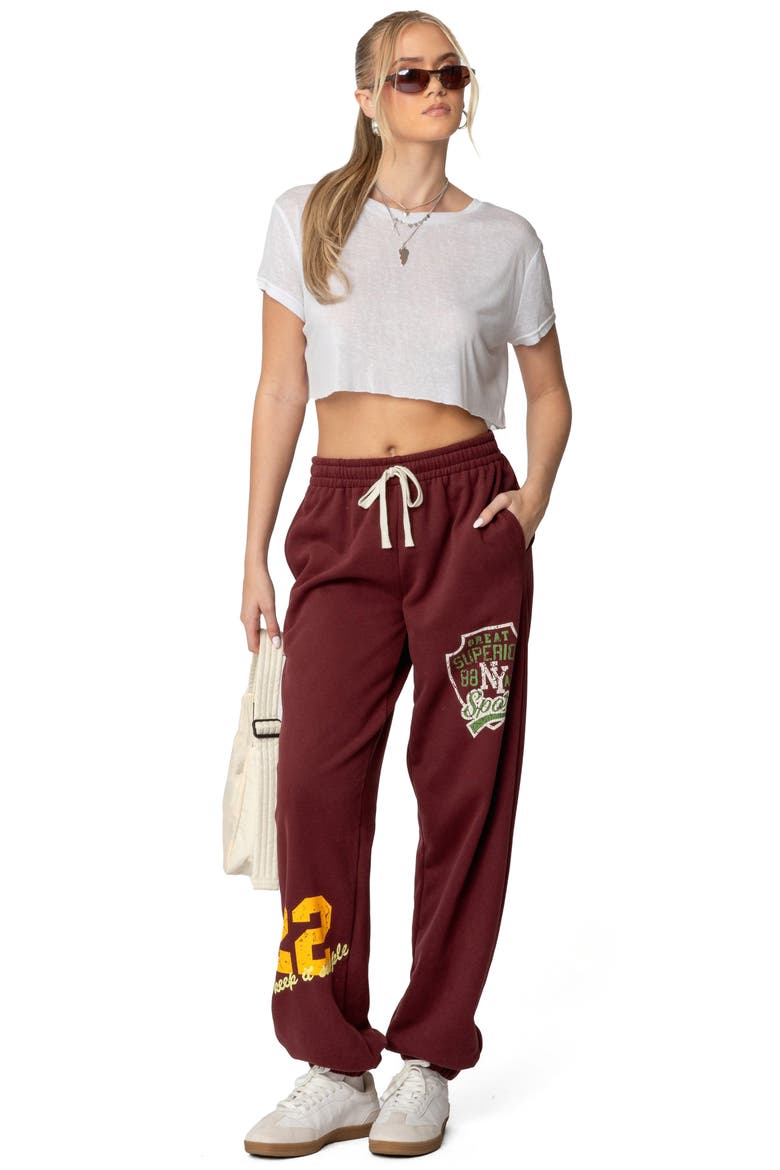 Bramty Oversize Sweatpants, Alternate, color, BURGUNDY