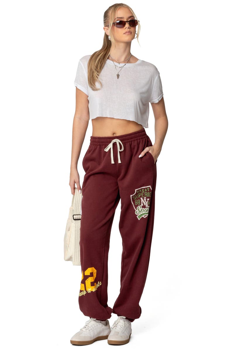 EDIKTED Bramty Oversize Sweatpants, Alternate, color, Burgundy
