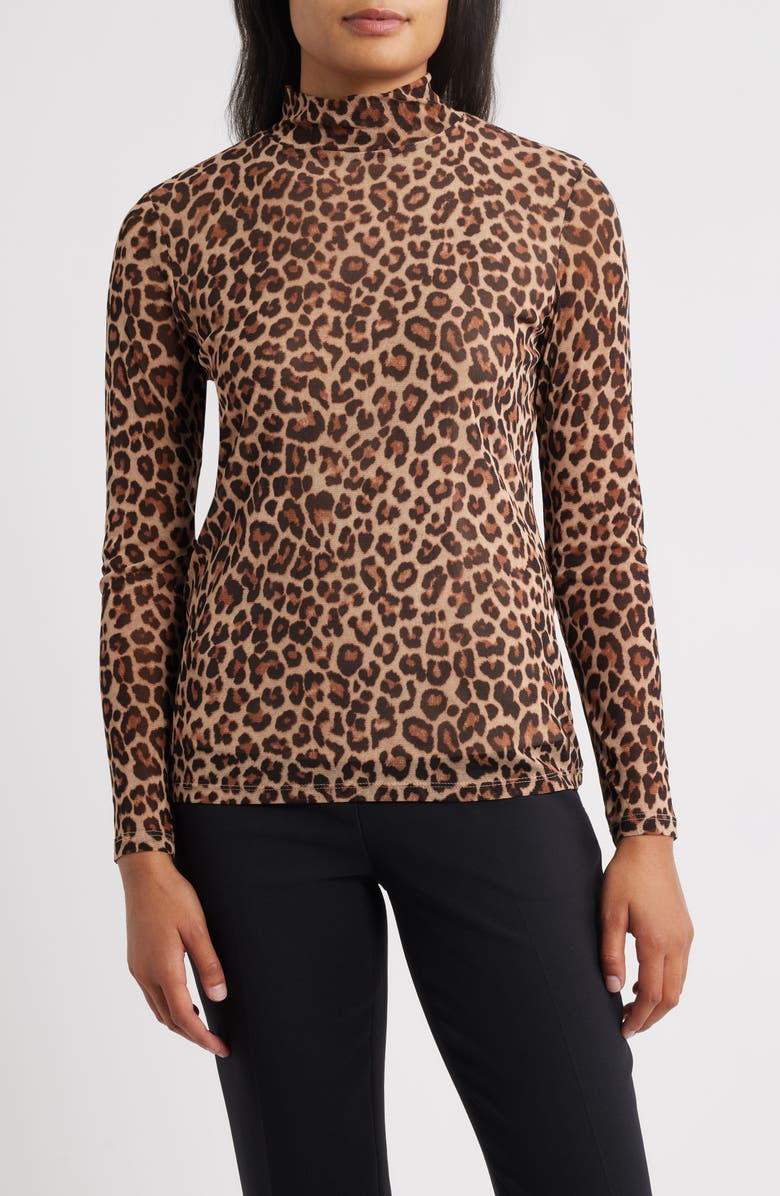 Anne Klein Long Sleeve Mock Neck Top, Main, color, 