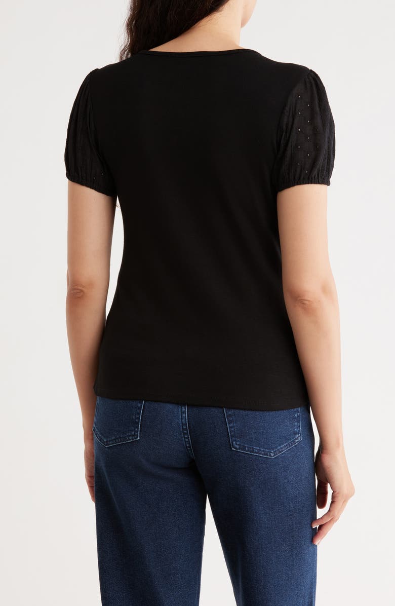 CYRUS Eyelet Sleeve T-Shirt, Alternate, color, Black