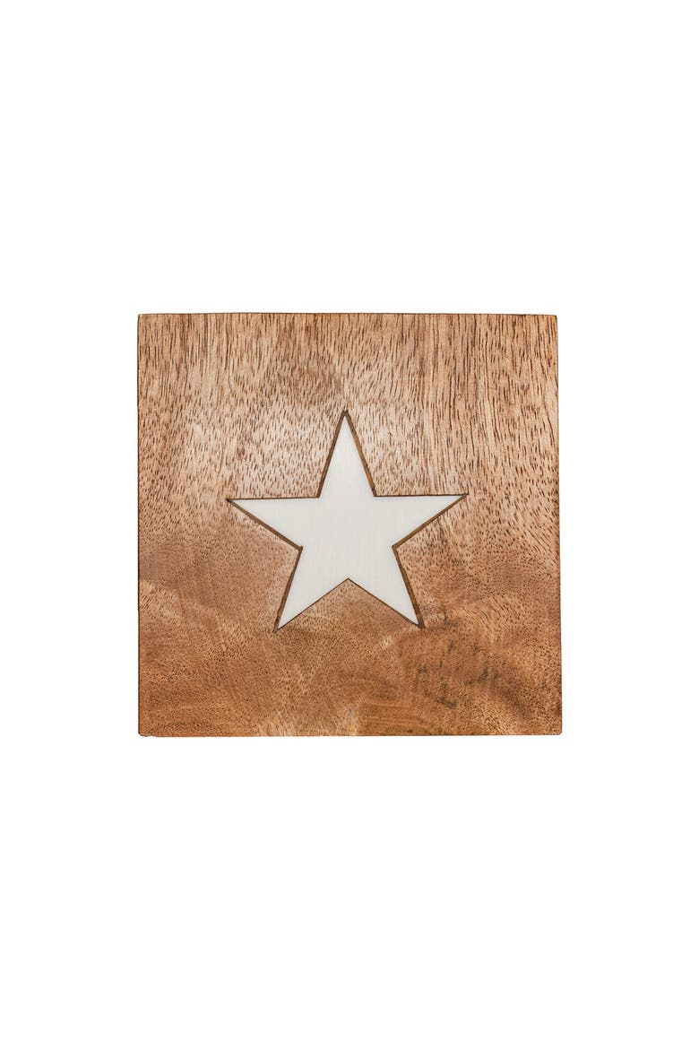 Set of 4 Stars & Stripes Coasters Mango Wood & Resin, Alternate, color, Brown