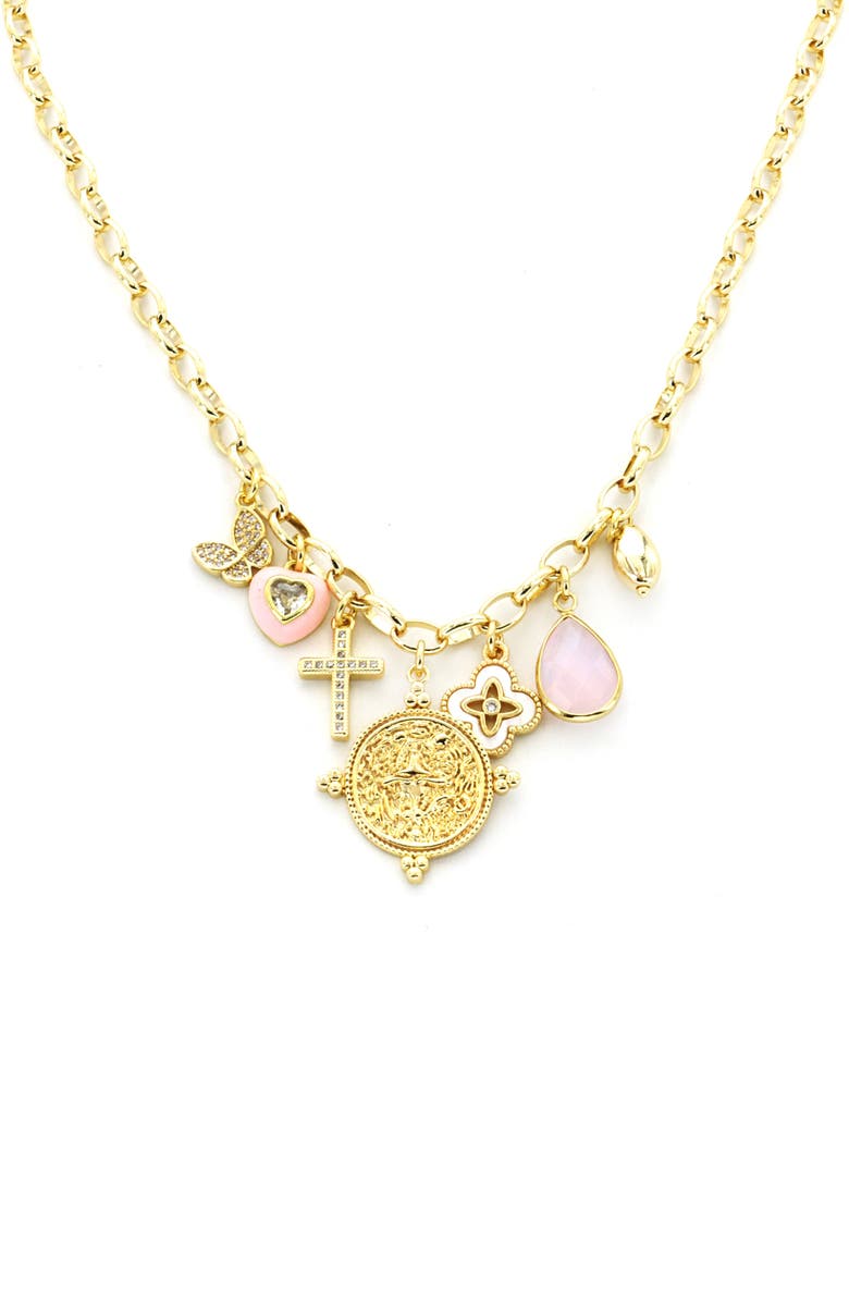 Panacea Crystal & Enamel Charm Necklace, Main, color, 