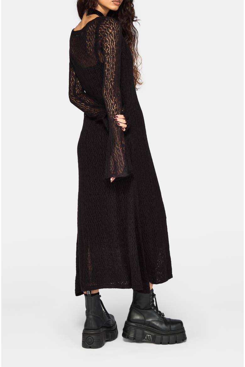 Adara Longline Fine Knit Cardigan, Alternate, color, Black
