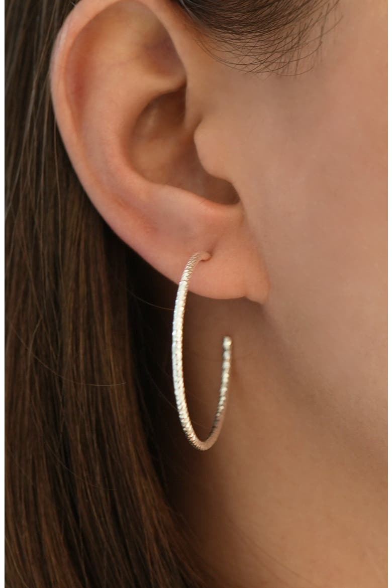 Argento Vivo Textured Hoop Earrings, Alternate, color, STERLING SILVER