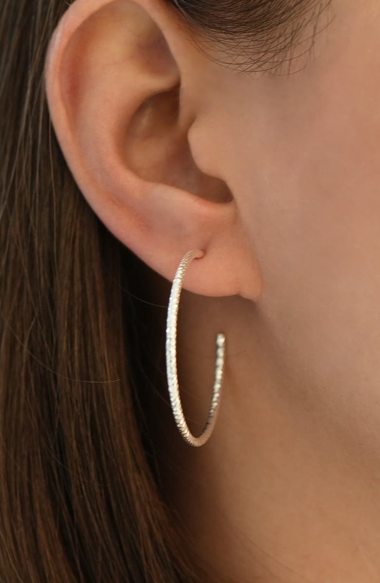 Argento Vivo Sterling Silver Argento Vivo Textured Hoop Earrings, Alternate, color, Sterling Silver