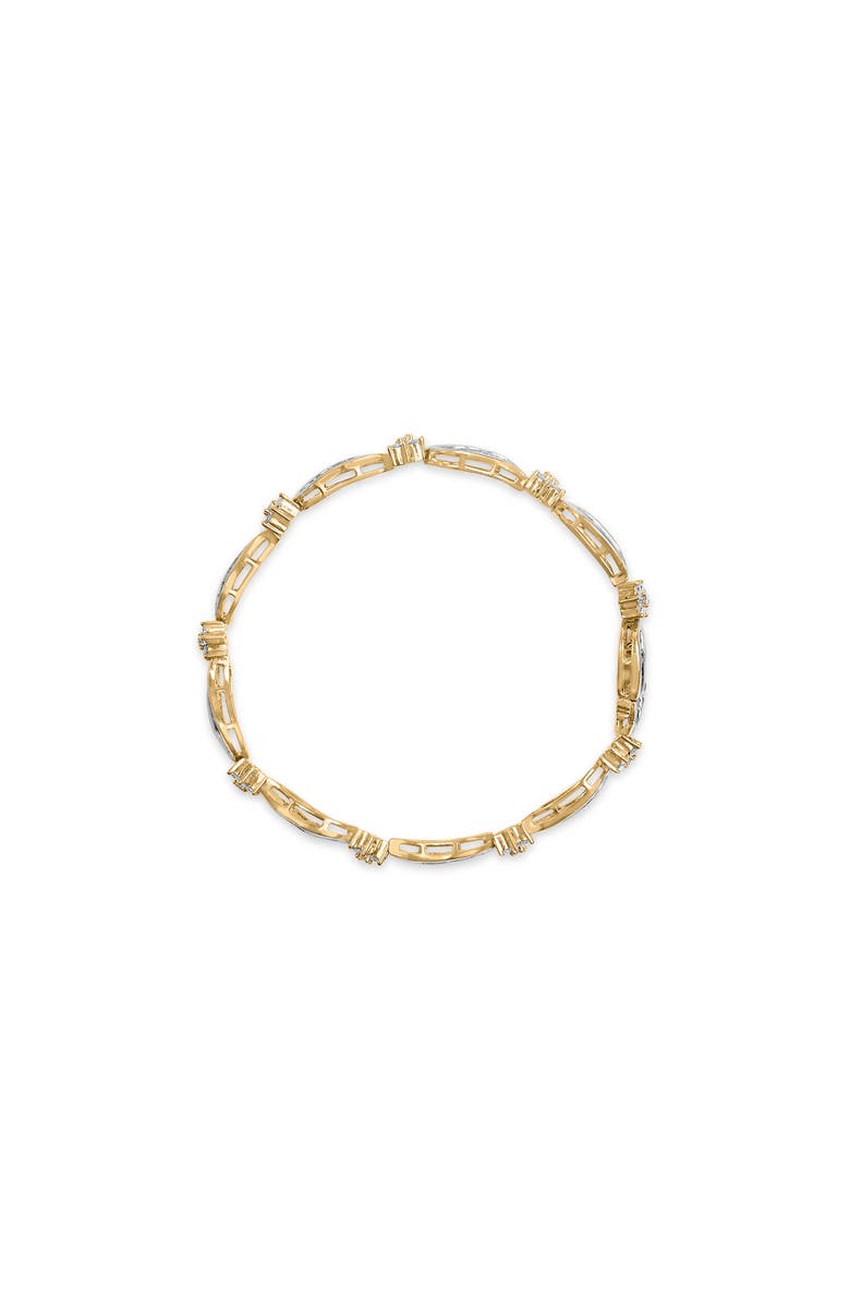 Haus of Brilliance 10K Yellow and White Gold 3.00 Cttw Diamond Cluster and Wave Link Bracelet, Alternate, color, Yellow