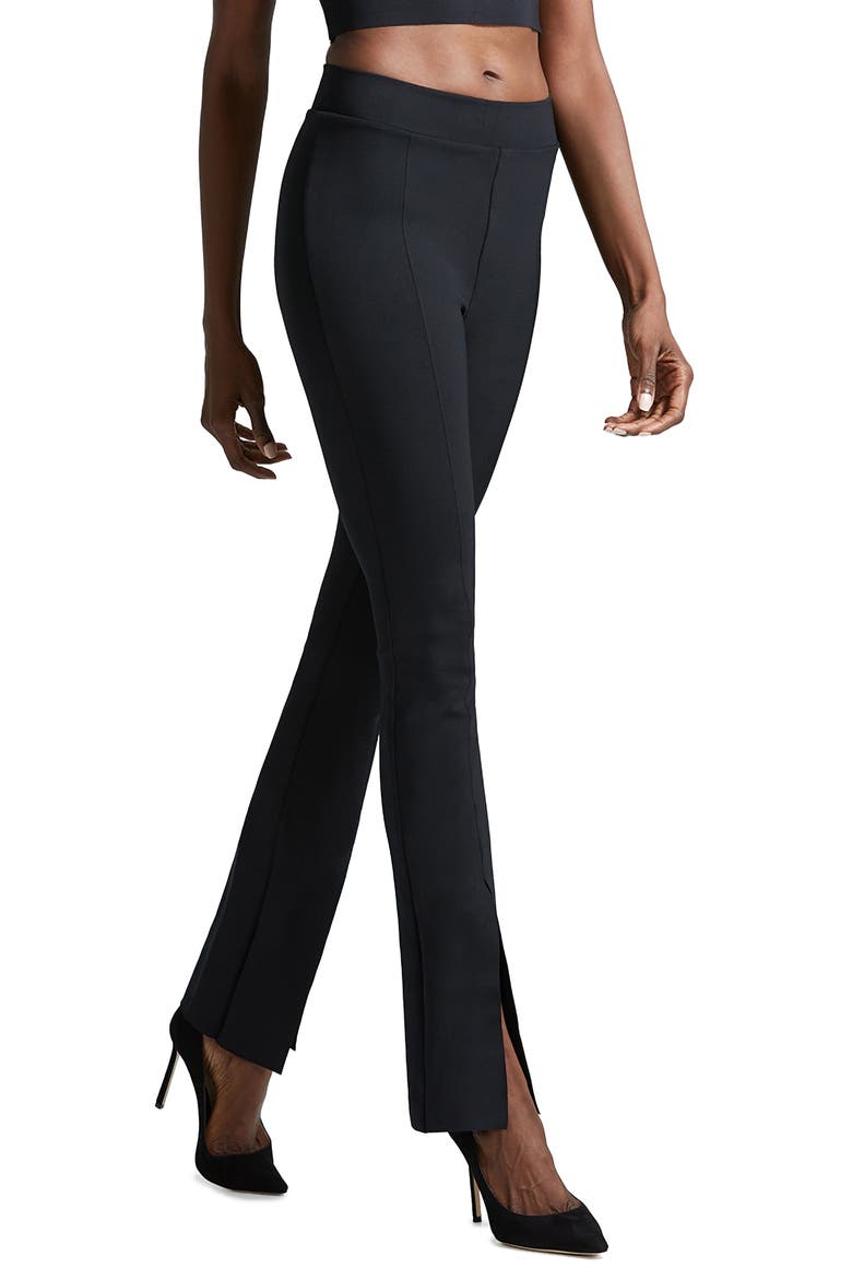 Neoprene Split Front Pants, Main, color, BLACK