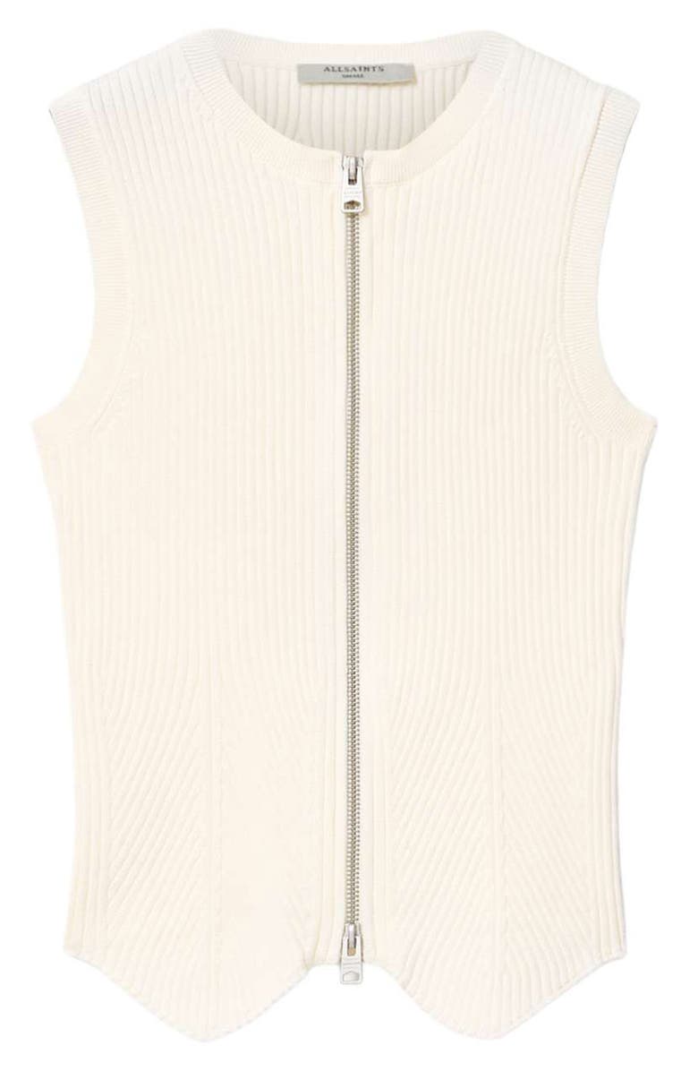 AllSaints Cruz Rib Knit Sweater Vest, Alternate, color, Chalk White