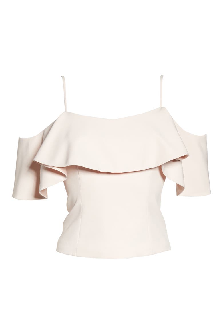 Ruffled Cold Shoulder Top, Alternate, color, BLUSH