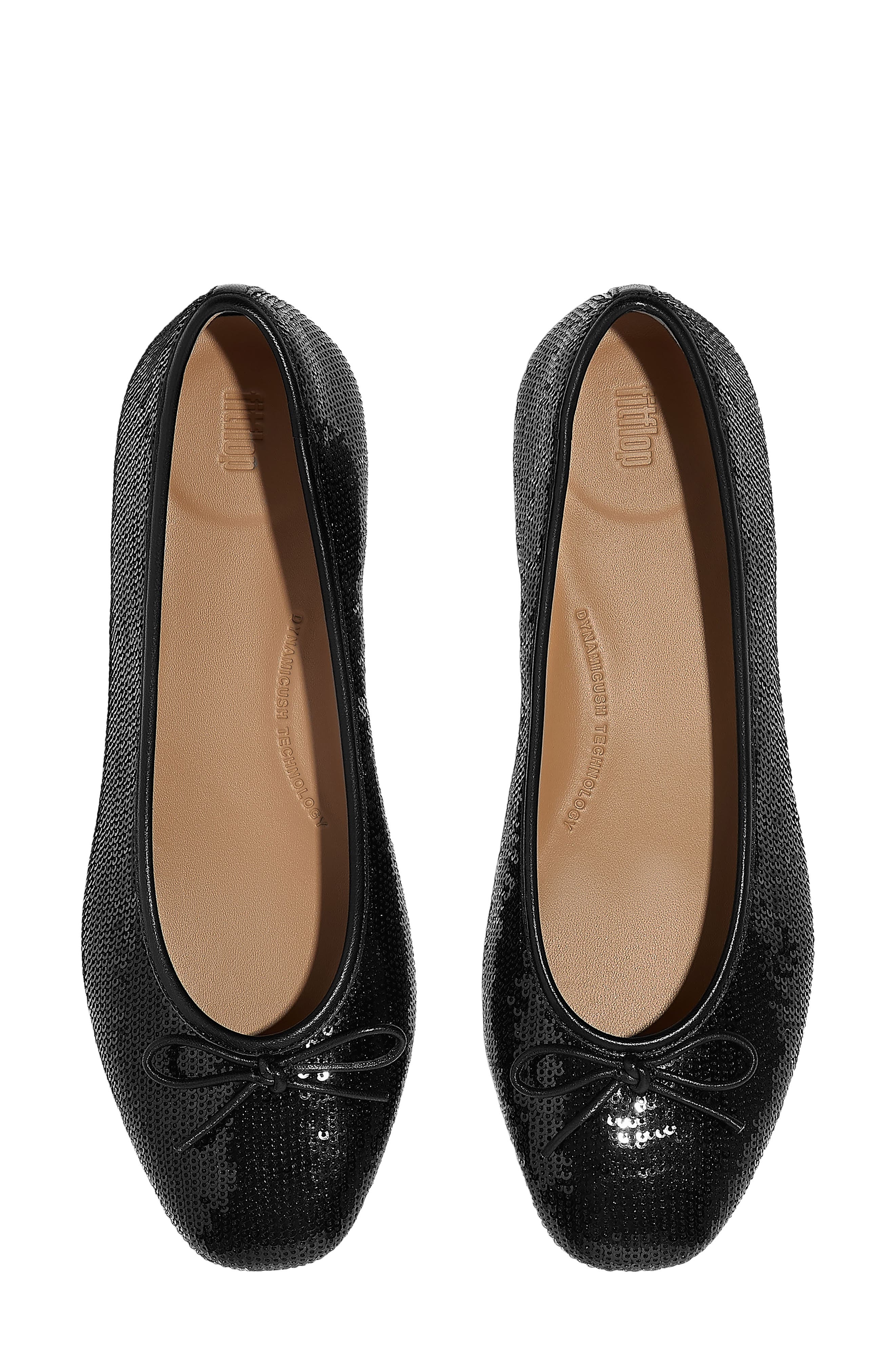 Delicato Bow Sequin Ballet Flat, Alternate, color, BLACK