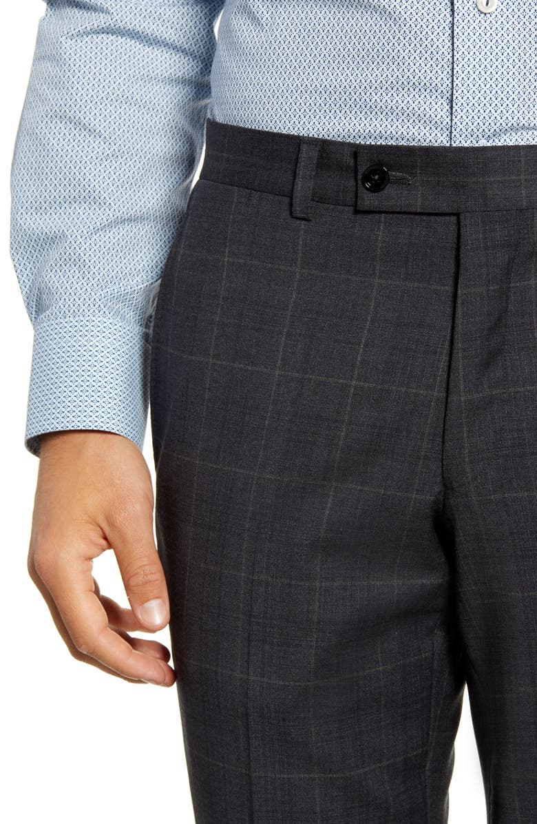 Ted Baker London Johnson Flat Front Plaid Wool Dress Pants, Alternate, color,