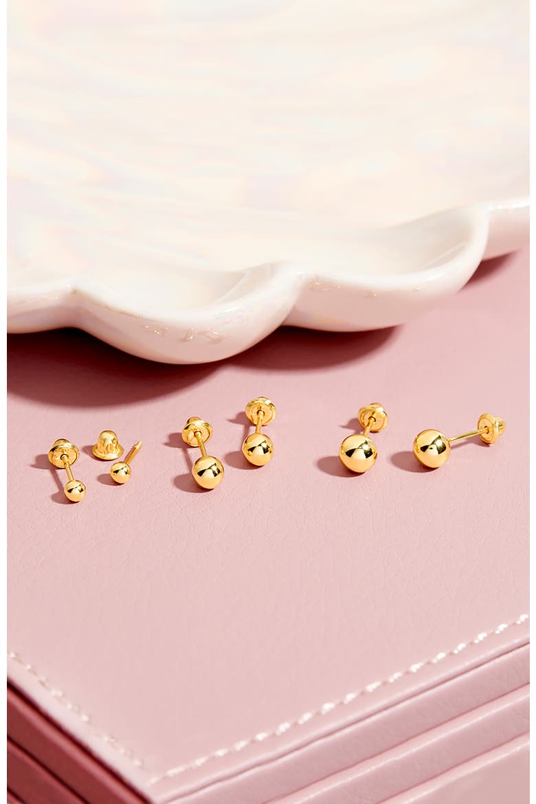 14k Classic Ball Earrings, Alternate, color, Gold