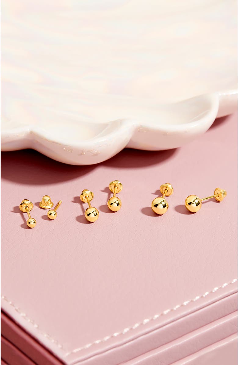 In Season Jewelry 14k Classic Ball Earrings, Alternate, color, Gold