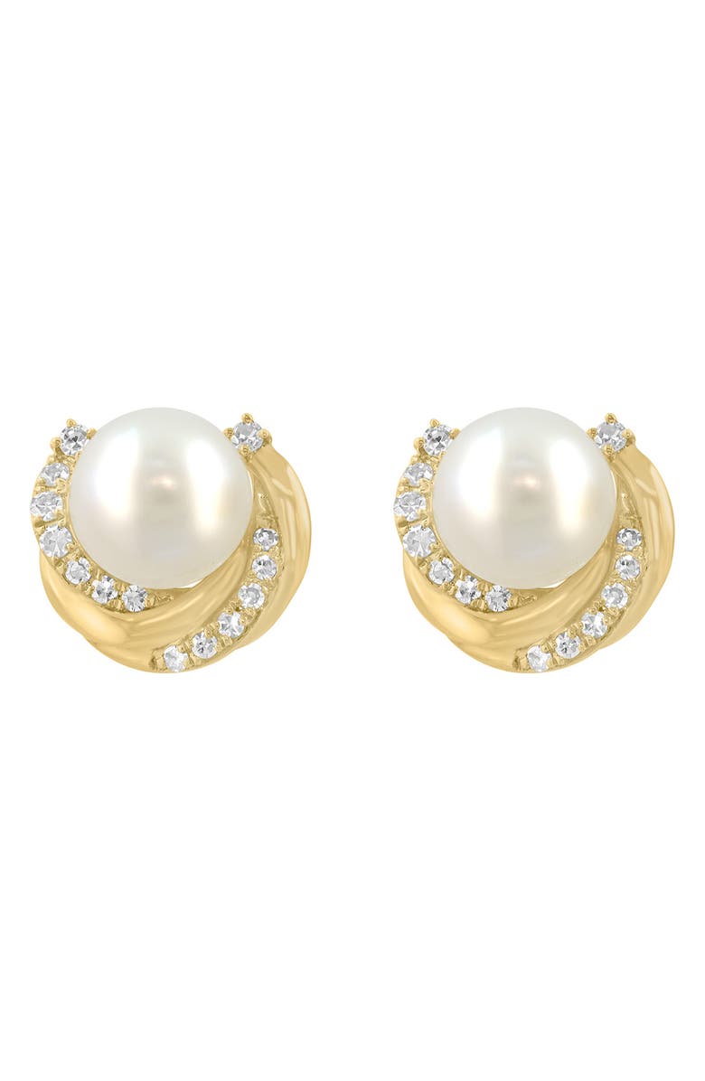 EFFY Diamond & Freshwater Pearl Stud Earrings, Main, color, White