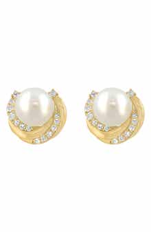 EFFY Diamond & Freshwater Pearl Stud Earrings