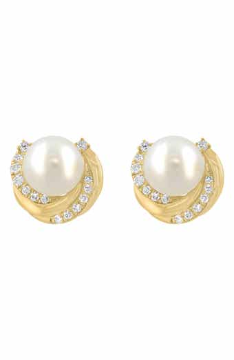 Diamond & Freshwater Pearl Stud Earrings