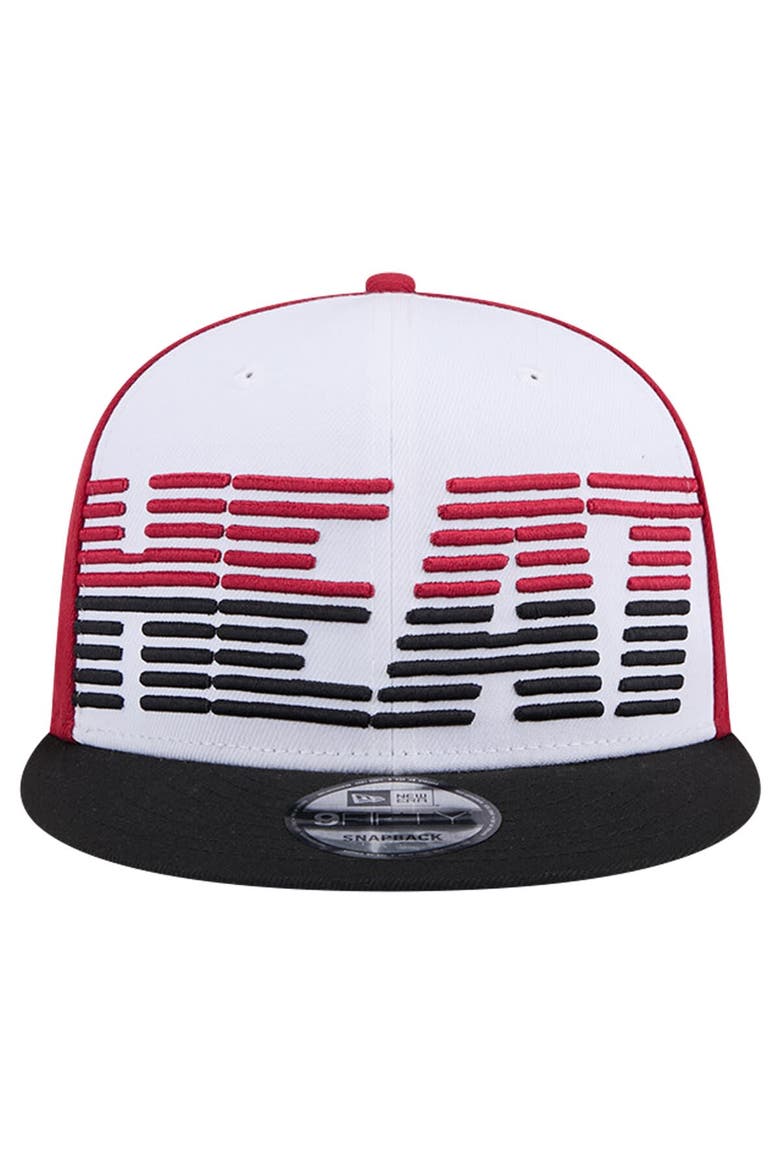 Men's New Era White/Black Miami Heat Throwback Gradient Tech Font 9FIFTY Snapback Hat, Alternate, color, White
