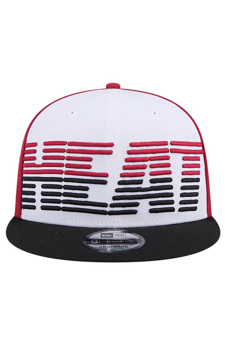 New Era Men's New Era White/Black Miami Heat Throwback Gradient Tech Font 9FIFTY Snapback Hat, Alternate, color, White