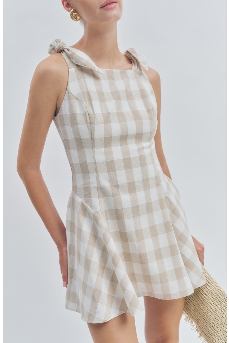 Chelsea Sleeveless Minidress, Alternate, color, BEIGE WHITE GINGHAM