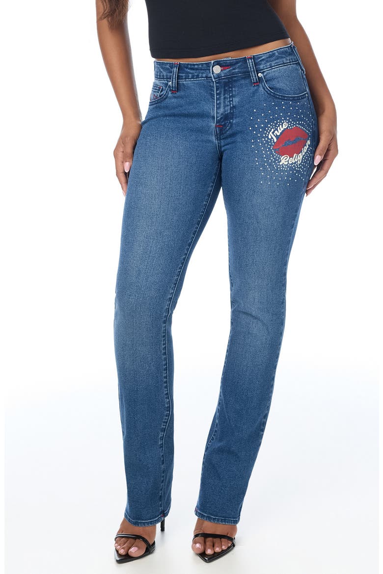 Billie SN NF Rhinestone Mid Rise Straight Leg Jeans, Main, color, MEDIUM STARGAZE WASH