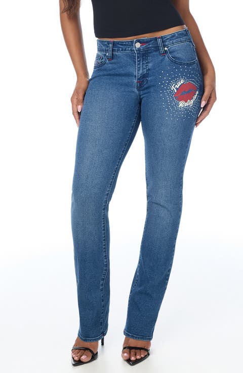 Billie SN NF Rhinestone Mid Rise Straight Leg Jeans