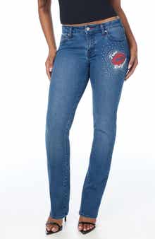 Billie SN NF Rhinestone Mid Rise Straight Leg Jeans