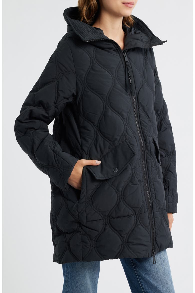 Alessia Quilted Hooded Jacket, Alternate, color, BLACK - NOIR