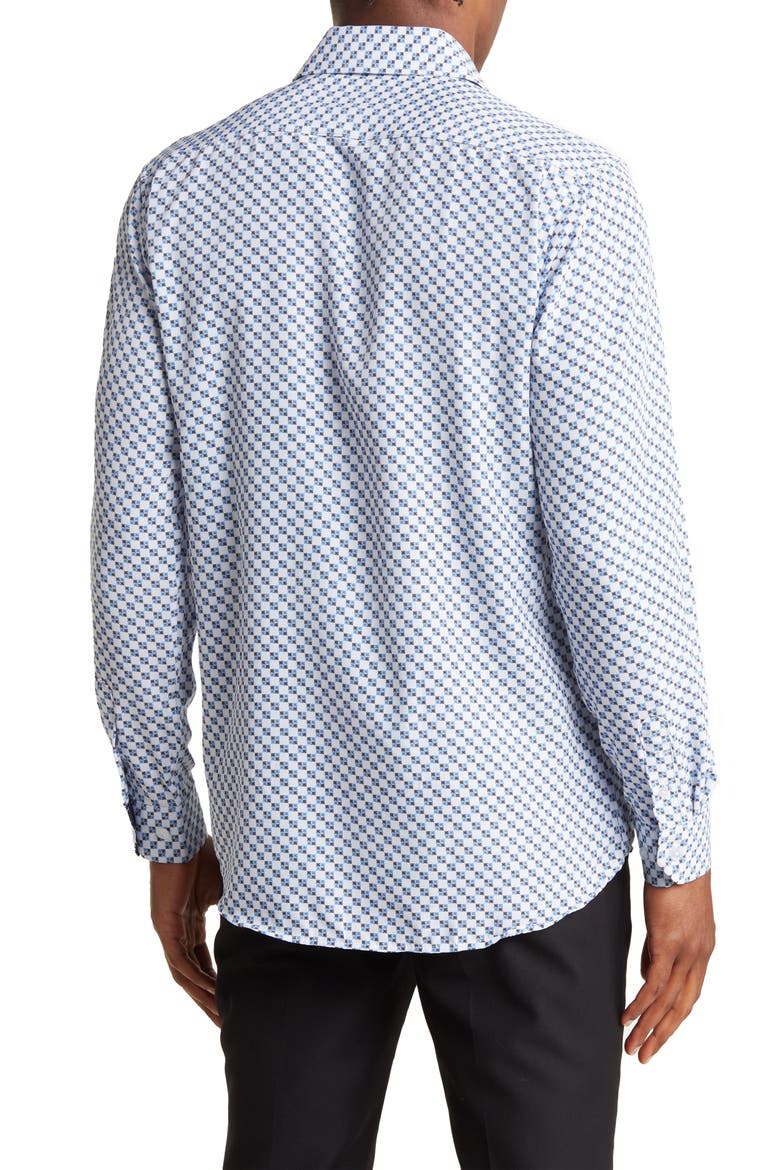 Slim Fit Geometric Print Performance Dress Shirt, Alternate, color, WHITE