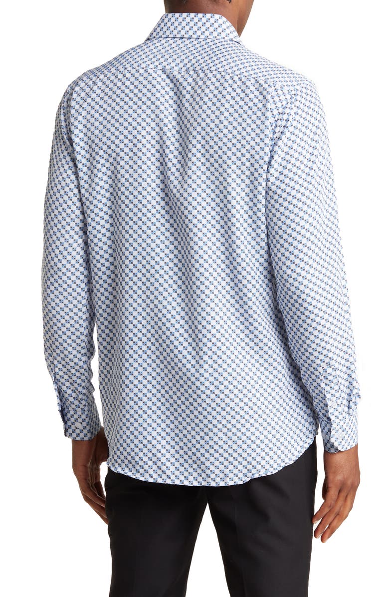 Azaro Uomo Slim Fit Geometric Print Performance Dress Shirt, Alternate, color, White