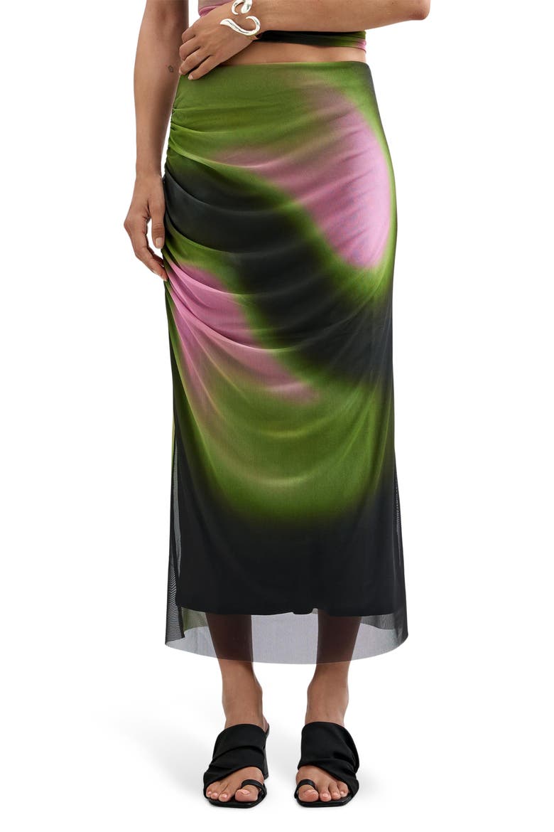 Tie Dye Mesh Pencil Skirt, Main, color, BLACK