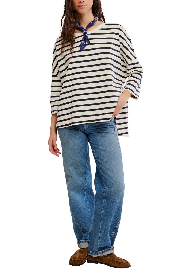 Second Sense Striped T-Shirt, Alternate, color, IVORY COMBO