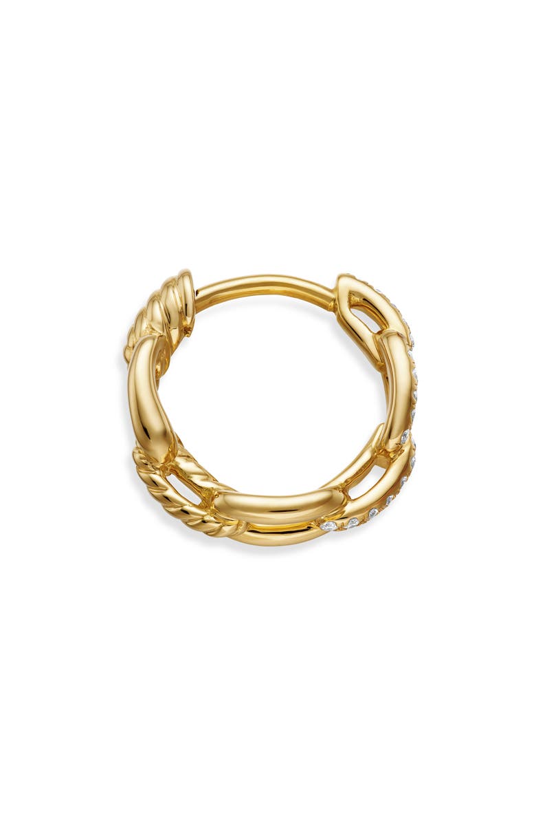 David Yurman Stax Chain Link Huggie Hoop Earrings with Diamonds in 18K Gold, Alternate, color, 