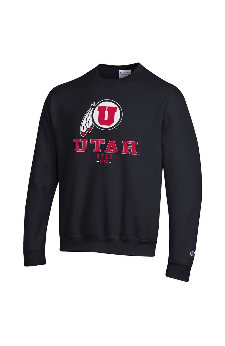 Champion Men's Champion Black Utah Utes Team Stack Powerblend Pullover Sweatshirt, Alternate, color, 
