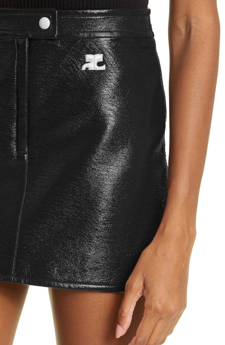 Courrèges Re-Edition Vinyl Miniskirt, Alternate, color, Black