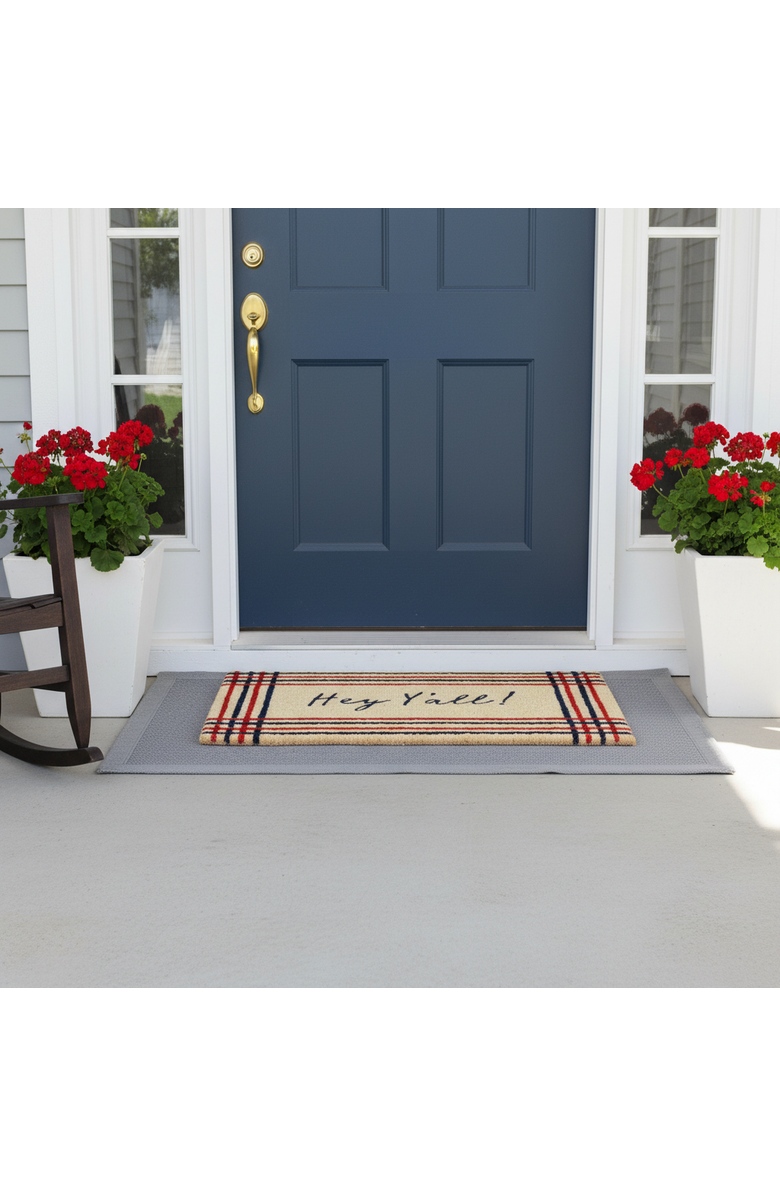tag Hey Yall Coir Door Mat - Everyday Welcome Multi-Color Rug, Alternate, color, Beige
