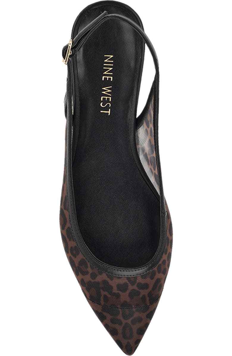 Nine West Brin Mesh Slingback Flat, Alternate, color, Leopard Mesh/ Black